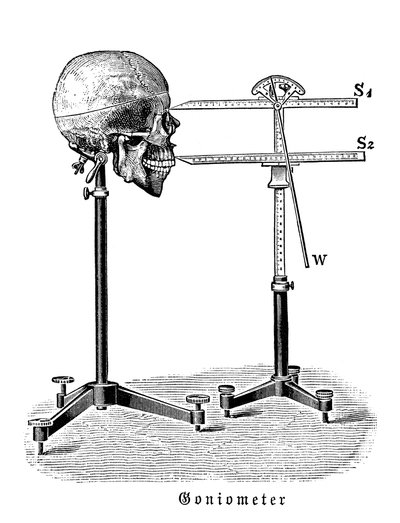 Goniometer som måler menneskeskalle av German School