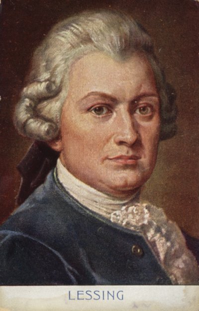 Gotthold Ephraim Lessing (1729–1781), tysk forfatter, filosof og dramatiker (fargelitografi) av German School
