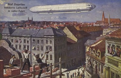 Graf Ferdinand von Zeppelins luftskip på flukt av German School