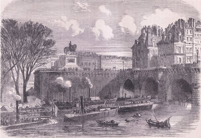 Gun boats on the Seine, Cassells History of the War between France and Germany utgitt av Cassell and Company Limited, ca. 1890 (litho) av German School