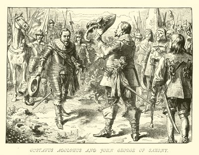 Gustavus Adolphus og John George av Sachsen av German School