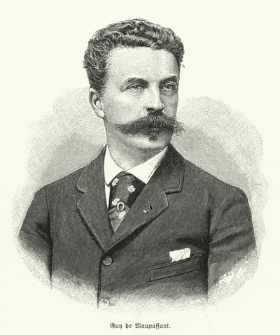 Guy de Maupassant , fransk novelleforfatter (litho) av German School