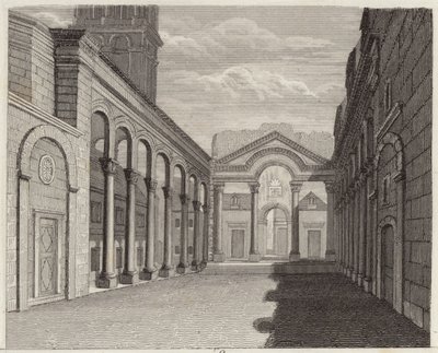 Hall av palasset til den romerske keiseren Diokletian, Spalato (Split, Kroatia). Illustrasjon for Bilder-Atlas (gravering) av German School