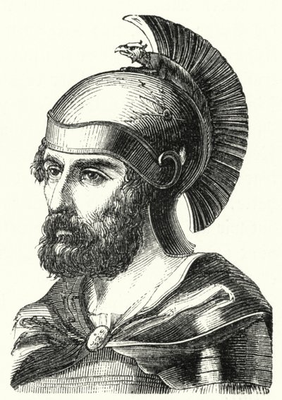 Hamilcar Barca , karthaginsk general og far til Hannibal (gravering) av German School