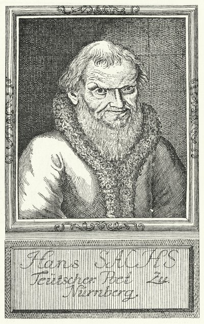Hans Sachs , tysk dramatiker og forfatter (gravering) av German School