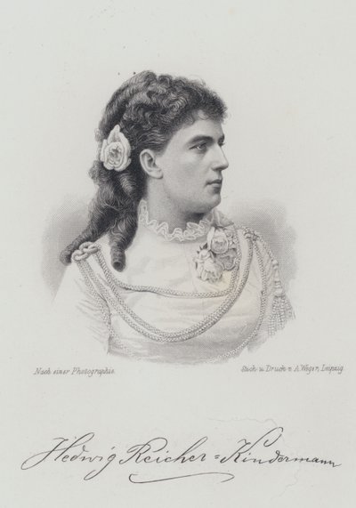Hedwig Reicher-Kindermann , tysk operasanger (gravering) av German School