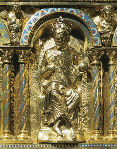 Henry IV, den hellige romerske keiser (1050-1106), detalj fra helligdommen til keiser Karl den Store (742-814) 1215 (gull og champleve-emalje) av German School