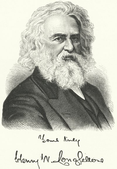 Henry Wadsworth Longfellow , amerikansk poet og professor (gravering) av German School