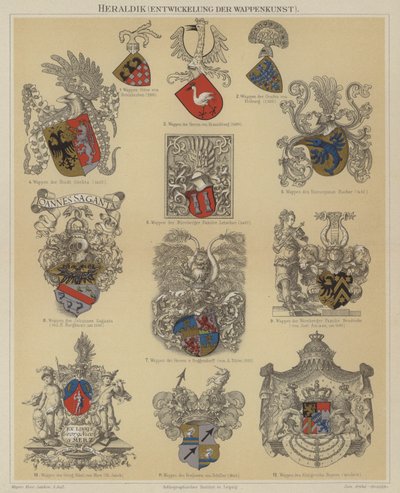 Heraldikk (farge litho) av German School
