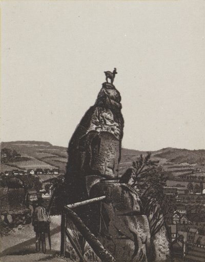 Deer Leap (litho) av German School