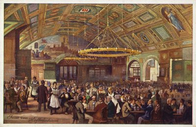 Hofbrauhaus, München (fargelitografi) av German School