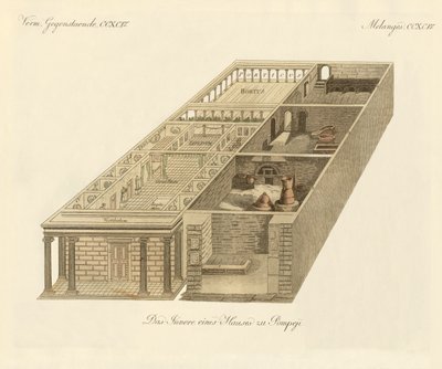 Hjemmet til Panza i Pompeii (farget gravering) av German School