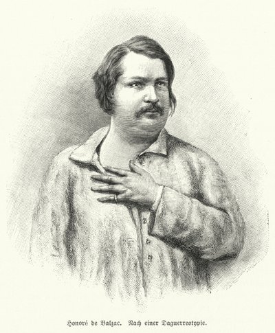 Honore de Balzac , fransk romanforfatter og dramatiker (litho) av German School