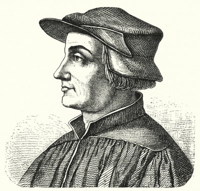 Huldrych Zwingli, ledende skikkelse av reformasjonen i Sveits (gravering) av German School