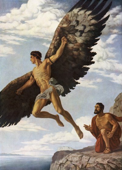 Icarus (farge litho) av German School