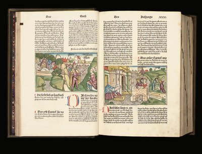 Opplyst kopi av den 9. utgaven av Bibelen på tysk, Anton Koberger, Nürnberg, 1483 av German School
