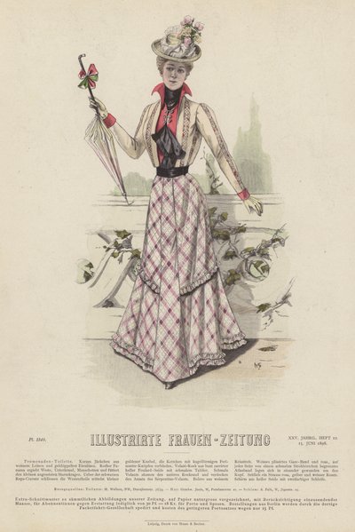 Illustrasjon for Illustrirte Frauen-Zeitung (farge litho) av German School
