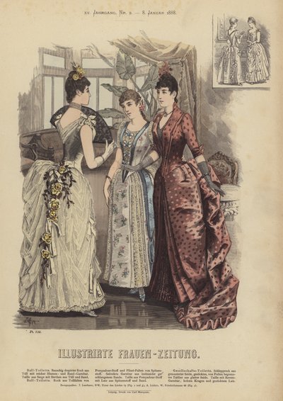 Illustrasjon for Illustrirte Frauen-Zeitung (farge litho) av German School