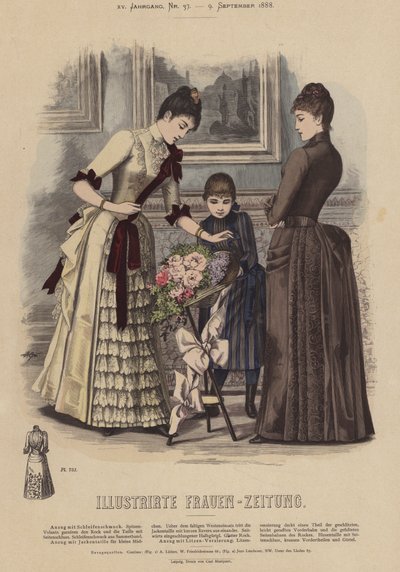 Illustrasjon for Illustrirte Frauen-Zeitung (farge litho) av German School