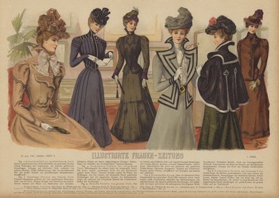 Illustrasjon for Illustrirte Frauen-Zeitung (farge litho) av German School
