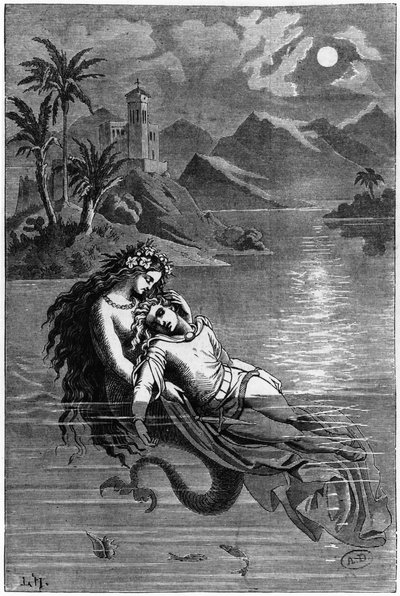 Illustrasjon for Den lille havfruen fra eventyr av Hans Christian Andersen (1805-75) 1869 av German School
