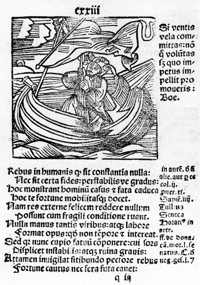 Illustrasjon fra Stultifera Mortal Ship av Sebastian Brant, trykt av Johannes Schenspenger, 1497 (woocut) av German School