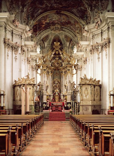 Interiør, designet av Balthasar Neumann (1687-1753) 1734-54 av German School
