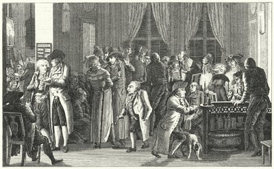 Interiør i Richters kaffehus i Leipzig, c1800 (gravering) av German School