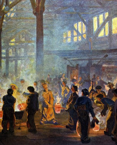 Interiør i en metallurgifabrikk i 1908. I følge Jugend. av German School