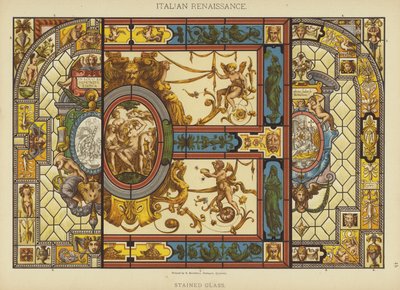 Italiensk renessanse, farget glass (litho-farge) av German School