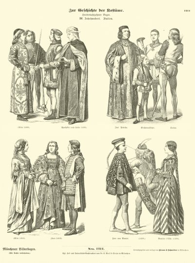 Italienske kostymer, 1400-tallet av German School