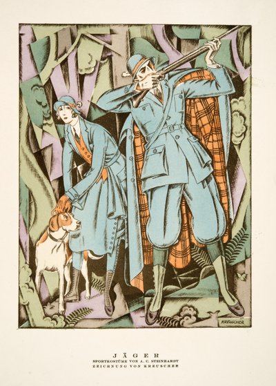 Jäger, sportsantrekk av AC Steinhardt, fra Styl, pub.1922 (pochoir-trykk) av German School