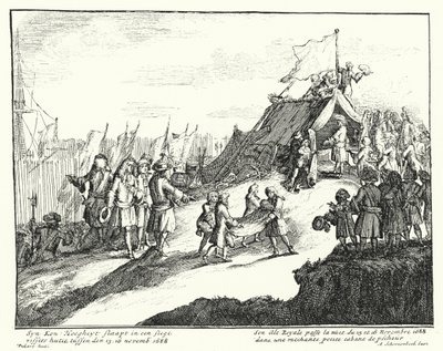James II av England tilbringer natten 15./16. november 1688 i en fattig fiskerhytte (gravering) av German School