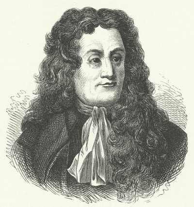 Jean de la Fontaine , fransk fabulist (gravering) av German School