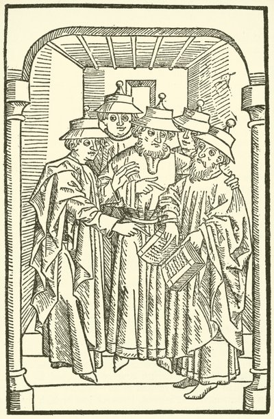 Jøder studerer i en synagoge av German School
