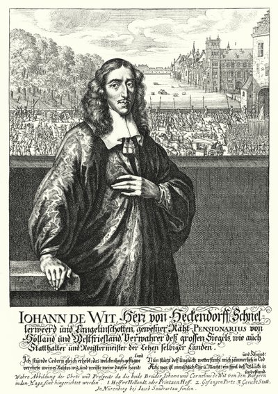 Johan de Witt , nederlandsk politiker (gravering) av German School