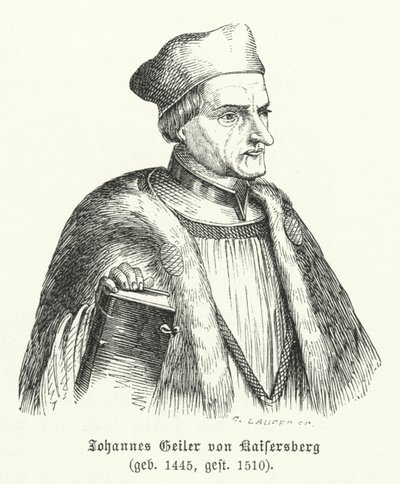 Johann Geiler von Kaisersberg , sveitsisk prest og teolog (gravering) av German School