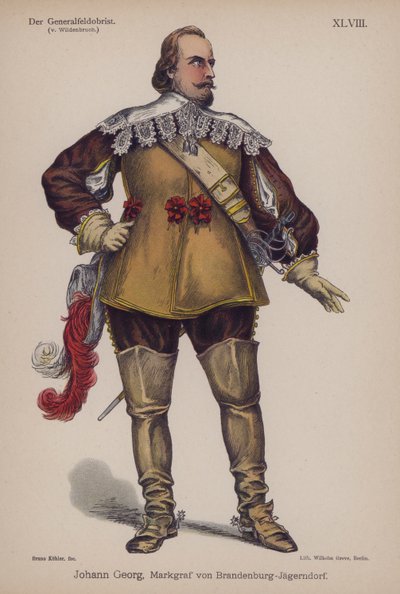 Johann Georg, markgreve av Brandenburg-Jagerndorf (1577-1624), fra Der Generalfeldoberst av Ernst von Wildenbruch (farge litho) av German School