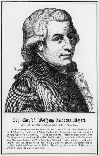 John Chrysostom Wolfgang Amadeus Mozart (gravering) av German School