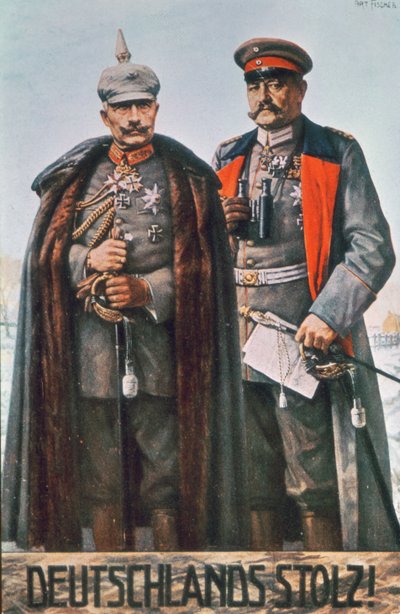 Kaiser Wilhelm II og feltmarskalk Hindenburg av German School