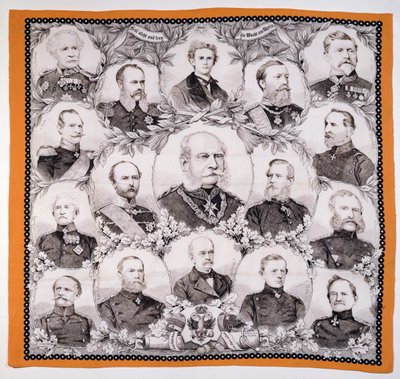 Kaiser Wilhelm I (1797-1888) omgitt av de tyske generalene, 1870 av German School
