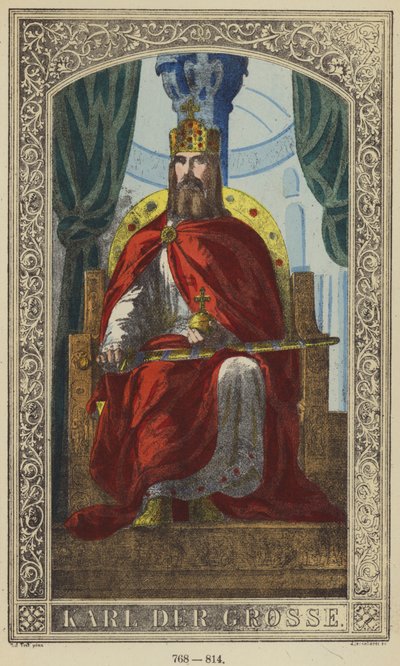 Karl Der Grosse, 768-814 (farget gravering) av German School