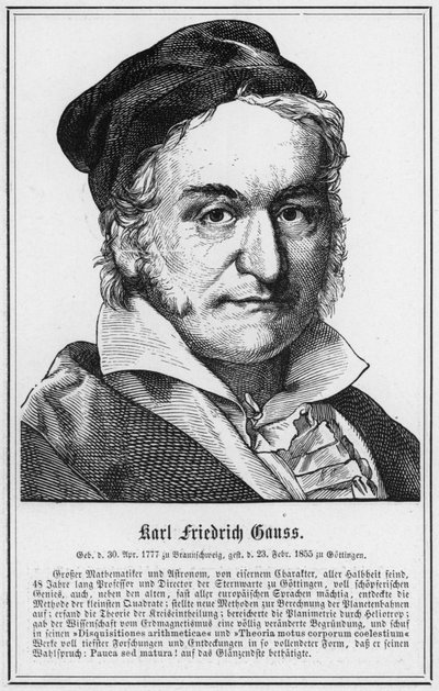 Karl Friedrich Gauss (gravering) av German School