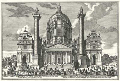 Karlskirche (St Charles Church), Wien (gravering) av German School