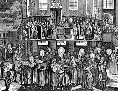 Kiddush Levana av Georg Puschner fra Kirchners jødiske seremoni, 1726 av German School