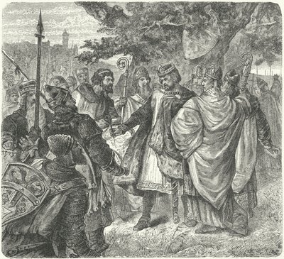 Kong John samtykker til Magna Carta, Runnymede av German School
