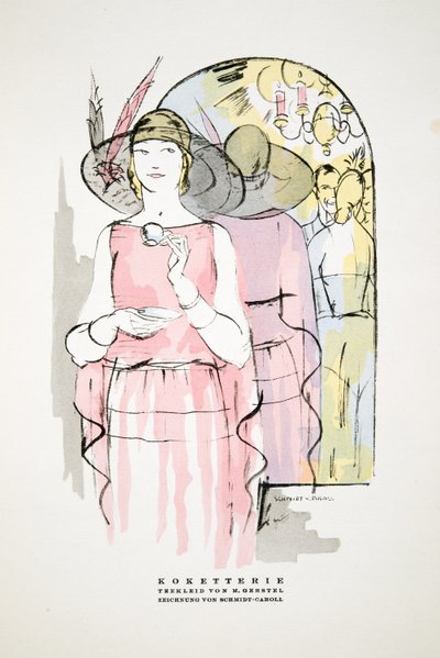 Koketterie, Tea Dress av M. Gerstel, fra Styl, pub.1922 (pochoir-trykk) av German School