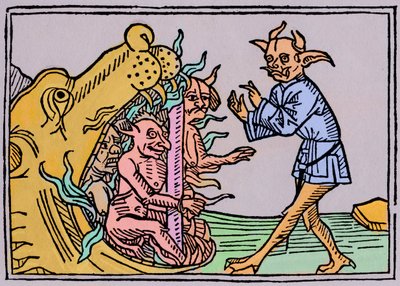 La bouche de l'enfer - Jacobus de Teramo - The Devil Belial before the Gates of Hell, fra Das Buch Belial, utgitt i Augsburg av German School