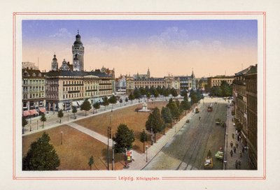 Leipzig, Konigsplatz (fargelitografi) av German School
