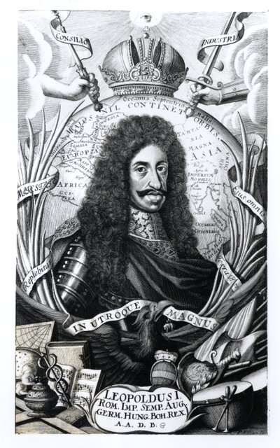 Leopold I (1640-1705), konge av Ungarn og den hellige romerske keiseren, gravert av Philipp Kilian (1628-93) av German School